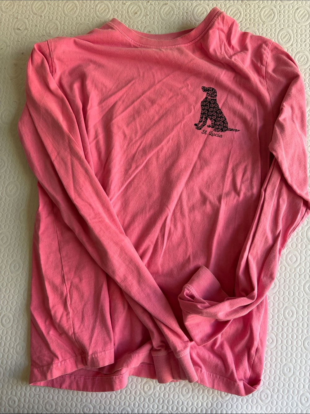 Pink Long Sleeve Tee with Dog Graphic